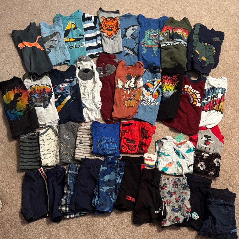 Bundle of boys Graphic Tees, onesies and shorts/pants